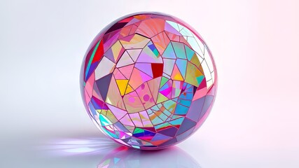 Vibrant Cracked Glass Sphere on White - Minimalist 3D Render
