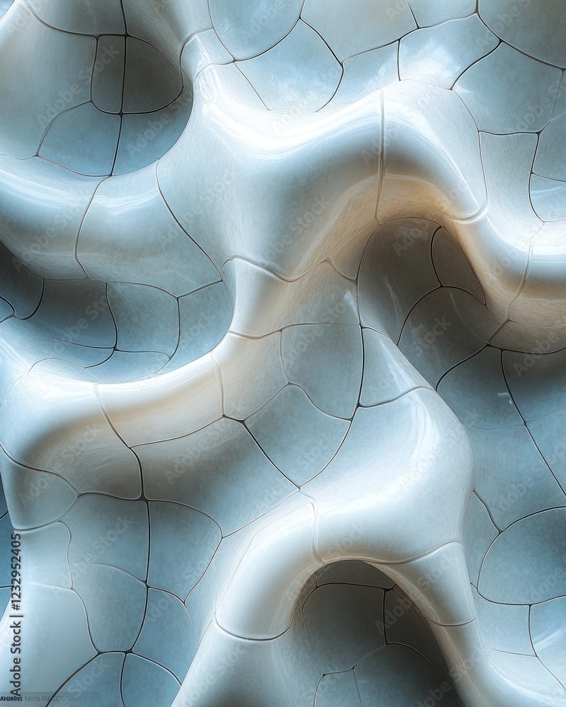 Poster abstract white textured surface with wave patterns and crackled lines.