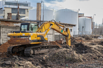 Fototapeta premium Excavator on construction site