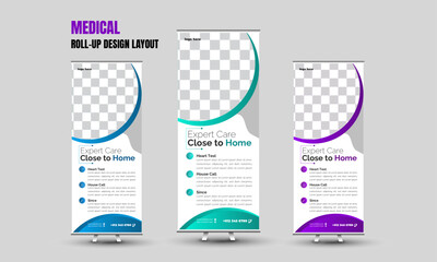 Health service Roll-up banner design template