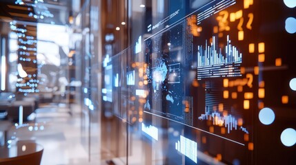 Futuristic Data Visualization on Interactive Wall Display