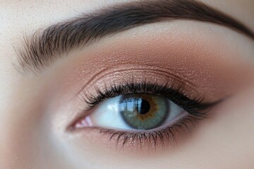 Soft brown eyeshadow with a natural pink lip for Valentine's Day close-up