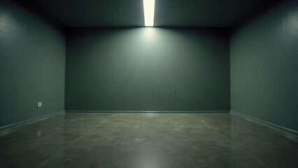 Obraz premium Minimalist Grey Room with Neon Lighting Creating a Modern Atmosphere