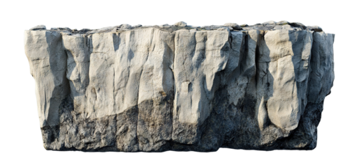 Large floating rocky cliff, isolated on transparent cutout background