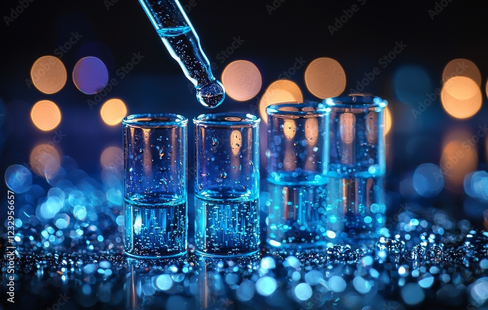 Aufkleber pipette is being used to add fluid to one of several test tubes