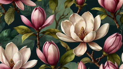 magnolia flower illustration in watercolor style
