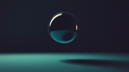 Dark Orb Floating Above Teal Surface Background