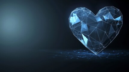 Glowing Geometric Heart Design on a Dark Background