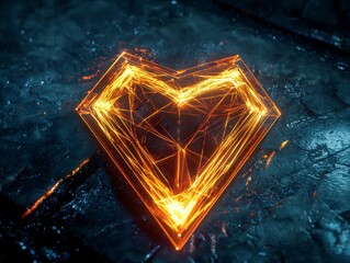 Glowing Geometric Heart Design on a Dark Background