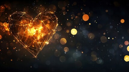 Obraz premium Glowing Geometric Heart Design on a Dark Background