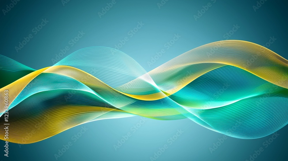 Poster data technology illustration. abstract futuristic background. wave with connecting dots and lines on