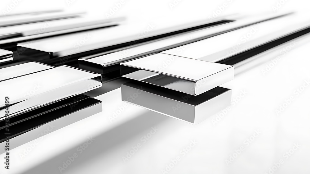 Poster chrome rectangular blocks abstract arrangement