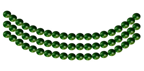 Multilayer Pearl Necklace On White Background, Vintage Jewelry Beads Garland Vector Illustration.	