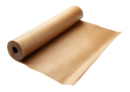 Roll of brown kraft paper, isolated on transparent cutout background
