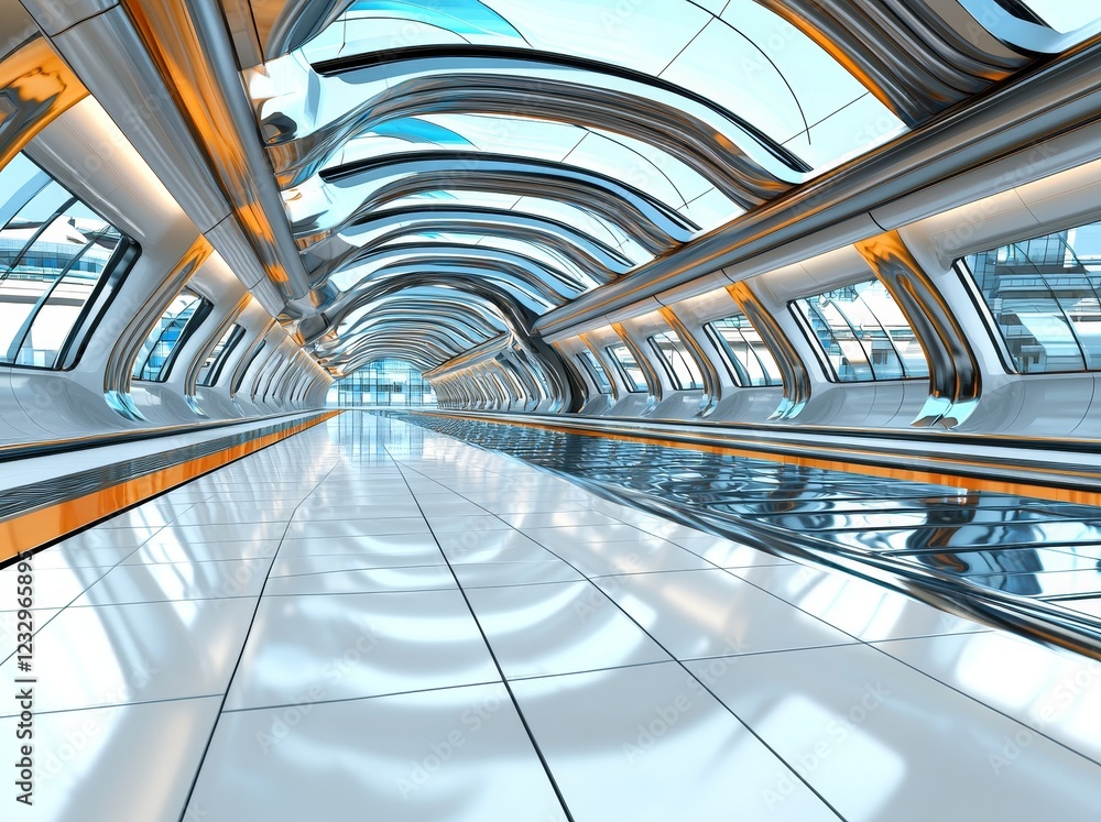 Poster abstract modern architecture background with an empty white open space interior