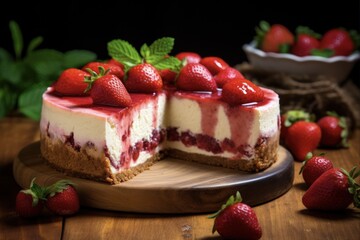 Delicious Strawberry Cheesecake - Perfect Dessert for Any Occasion, Baked to Perfection and Ready to Enjoy