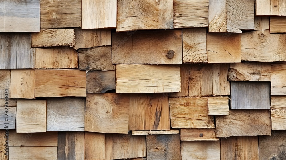 Poster wooden planks of varying sizes and colors create a visually appealing rustic background, showcasing 