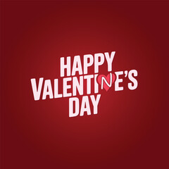 Happy Valentine's Day Typography with Heart on Red Background – Romantic Vector Design