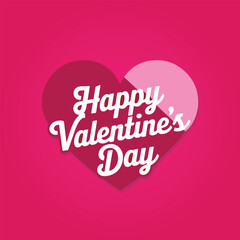 Happy Valentine's Day Typography with Heart on Light Pink Background – Romantic Vector Design
