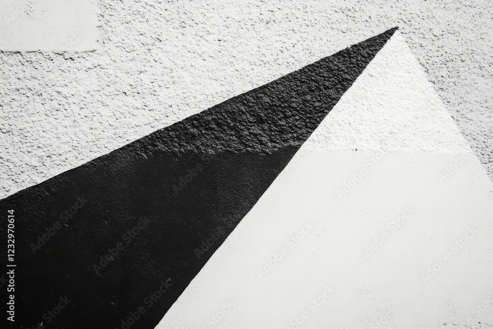 Poster bold geometric patterns of black and white intersecting on a textured wall surface