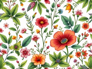 Obraz premium Vibrant Herbal Gardening Homesteading Pattern Background