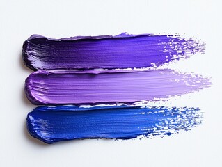 Fototapeta premium Purple & blue paint smears on white background for beauty product samples