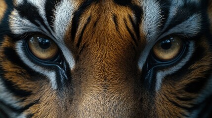 Tiger eyes close-up, intense gaze, wildlife, jungle background, nature photography