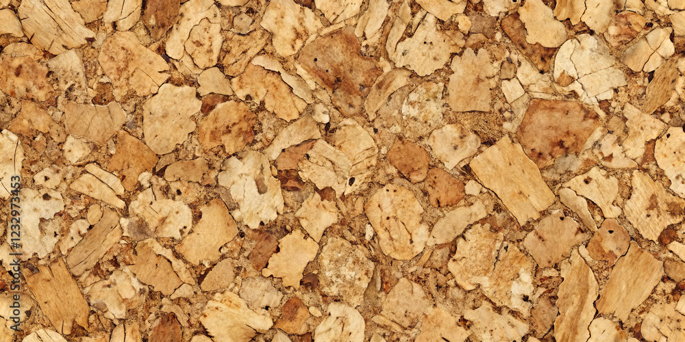 Poster detailed view of natural cork texture showcasing an array of colors and shapes, highlighting the org