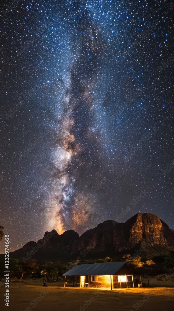 Wall mural vast expanse of the universe showcasing glowing stars and cosmic clouds in deep blue hues