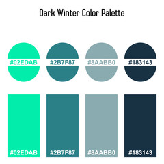 Deep Winter Color Palette with color code in vector format