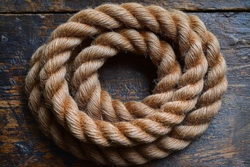 Obraz premium A coiled marine anchor line alongside an old compass placed on an antique chest