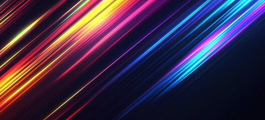 Vibrant Diagonal Neon Light Streaks on Dark Background