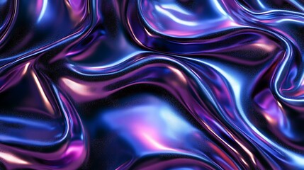 Abstract Iridescent Fabric Draped in Waves of Purple and Blue