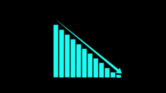Abstract decreasing business graph chart animation background. Bad Economy Recession Graph Chart Chalkboard Style. Falling trend chart
