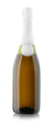 One bottle of champagne isolated on white
