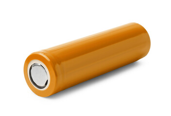 Orange AA alkaline battery isolated on white