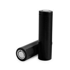 Black AA alkaline batteries isolated on white