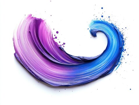 Purple-blue paint swirl on white background, dynamic art stroke - Powered by Adobe