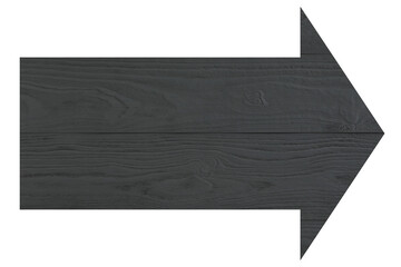 Arrow with dark grey wooden texture isolated on white