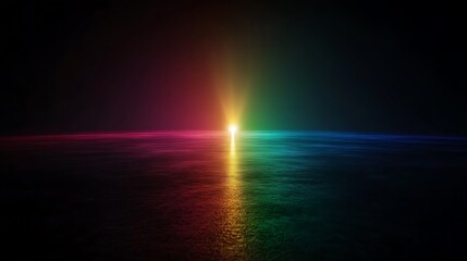 Naklejka premium Rainbow Light Reflecting On Dark Water Surface