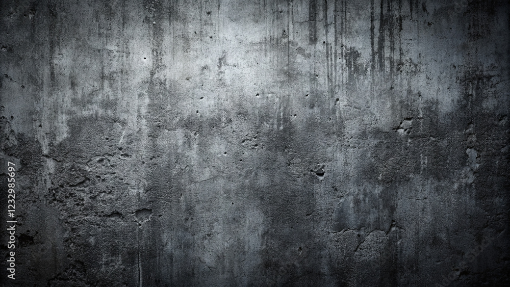 Poster a weathered concrete wall is visibly marked with various stains and cracks, showcasing its rough tex