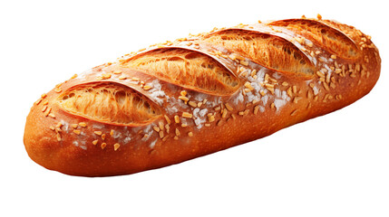 Artisan Bread Loaf Golden Crusty Baked, Wheat Brown Carbs for Snacks and Baking, isolated on transparent background.