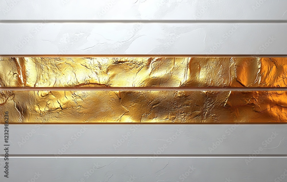 Poster 3d rendering of a modern luxury gold horizontal bar pattern on a gray background