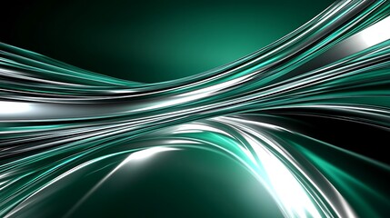 Abstract Teal and Silver Swirling Lines Design