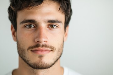 Obraz premium headshot of a young man with brown hair and brown eyes