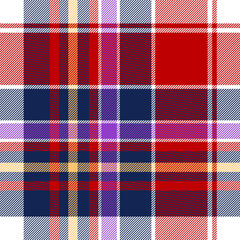 This tartan check pattern is made up of red, blue, purple and yellow. It would be great for a geometric design.