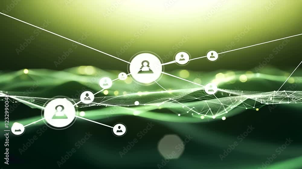 Aufkleber a green abstract low-poly triangle field stretches infinitely, its sharp edges and interconnected po