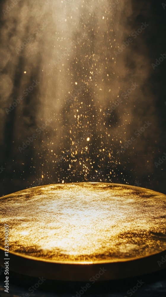 Poster light sparkles over a golden surface creating a magical atmosphere during a creative art project
