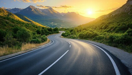 Sunset Drive: A Winding Road Through Majestic Mountains