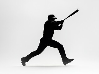 silhouette of a baseball player swinging a bat